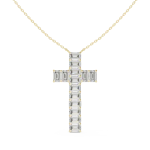 Symmetry Emerald Cut Architectural Cross Pendant
