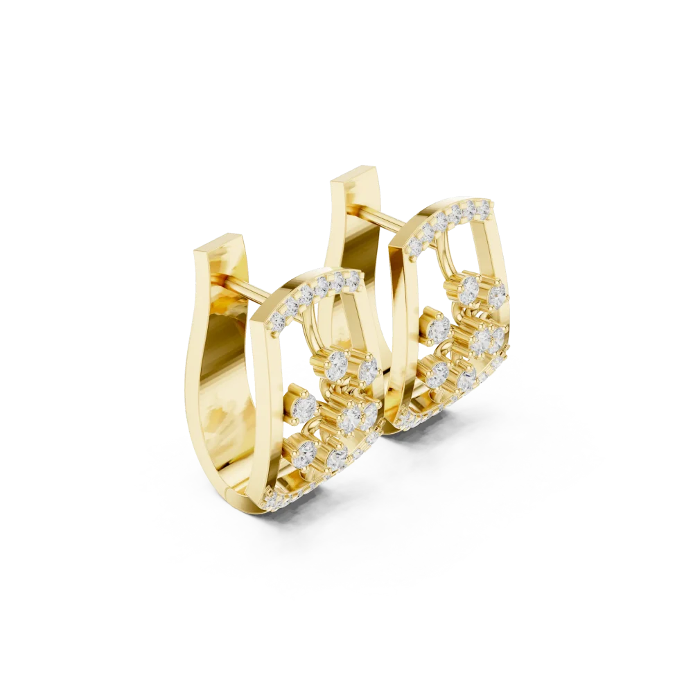 Experience modern elegance with these geometric pavé-set earrings, featuring brilliant DIAMEUR lab-grown diamonds. Shop this sustainable luxury style.