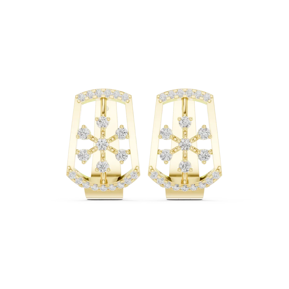 Luminary Round Pavé-Set Geometric Frame Stud Earrings - Image 2