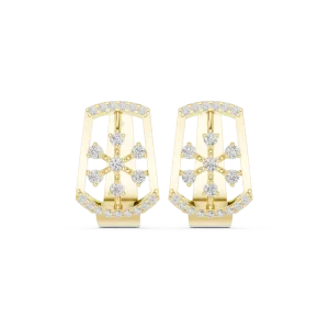 Luminary Round Pavé-Set Geometric Frame Stud Earrings - Image 2