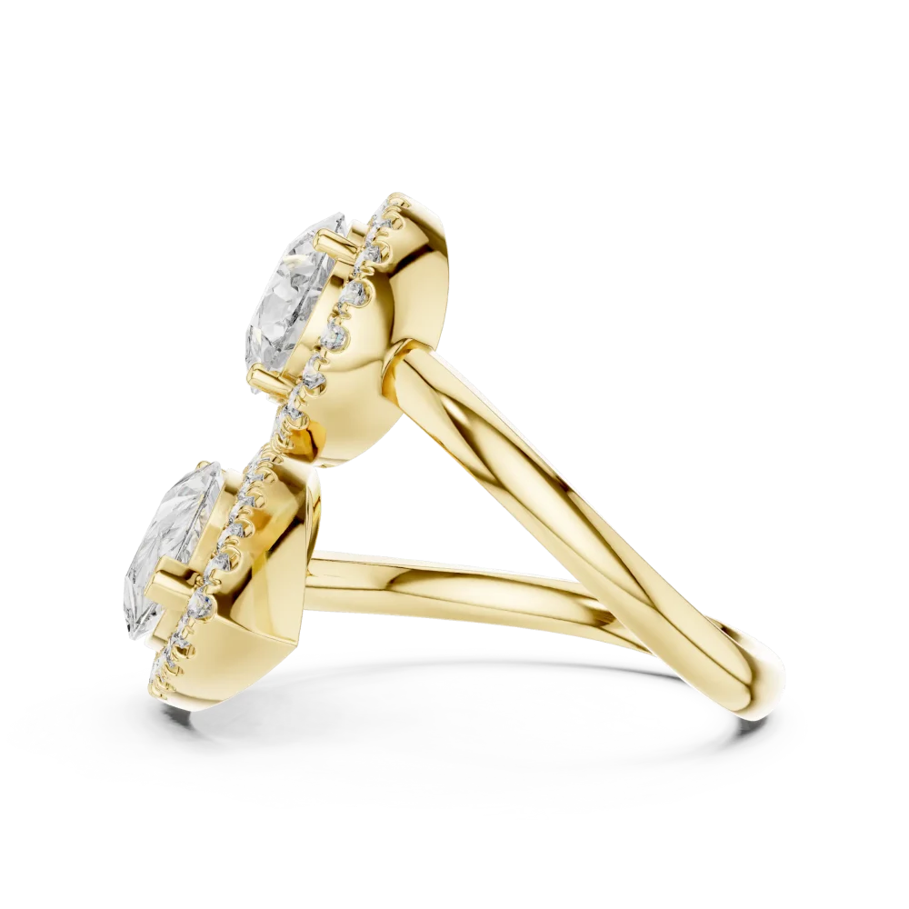 Luminary Pear and Round Pavé-Set Bypass Cocktail Ring - Image 4
