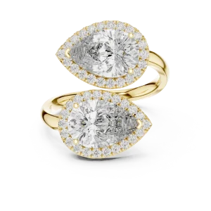 Luminary Pear and Round Pavé-Set Bypass Cocktail Ring - Image 2