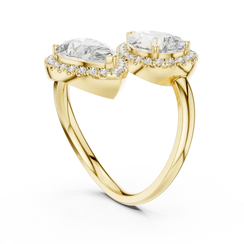 Luminary Pear and Round Pavé-Set Bypass Cocktail Ring - Image 3