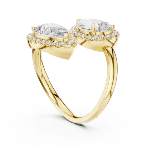 Luminary Pear and Round Pavé-Set Bypass Cocktail Ring - Image 3