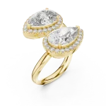 Luminary Pear and Round Pavé-Set Bypass Cocktail Ring