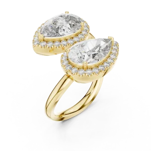Luminary Pear and Round Pavé-Set Bypass Cocktail Ring