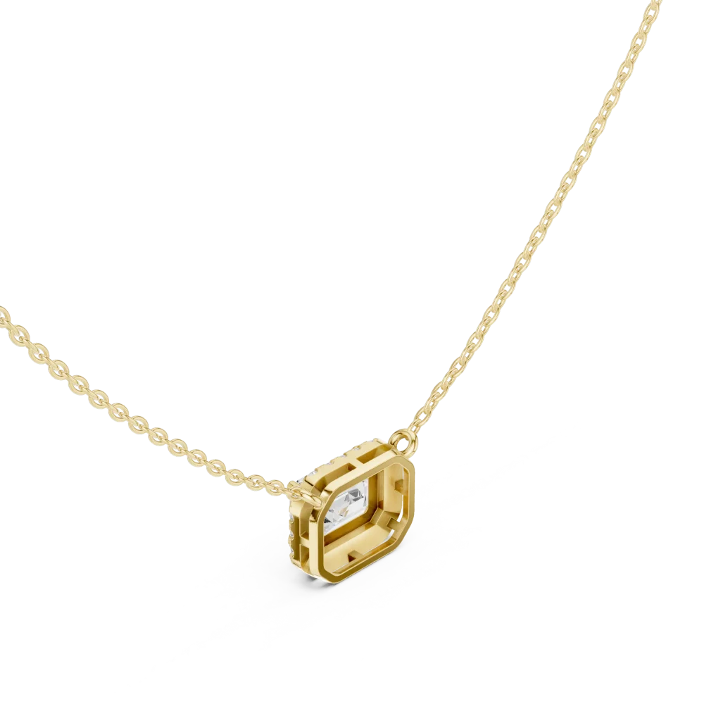 Luminary Emerald Cut Symmetry Halo Solitaire Pendant - Image 3