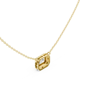 Luminary Emerald Cut Symmetry Halo Solitaire Pendant - Image 3