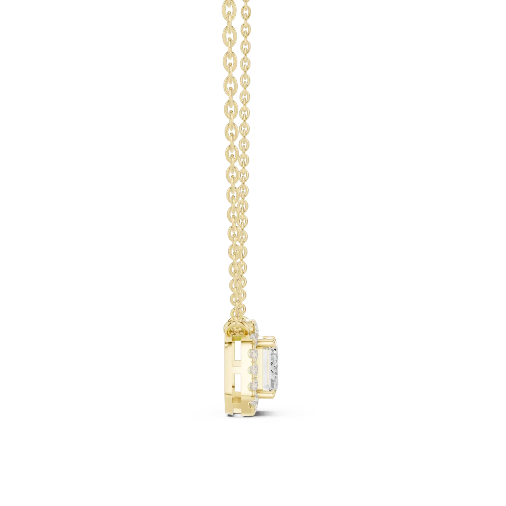 Luminary Emerald Cut Symmetry Halo Solitaire Pendant - Image 4