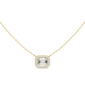 Luminary Emerald Cut Symmetry Halo Solitaire Pendant
