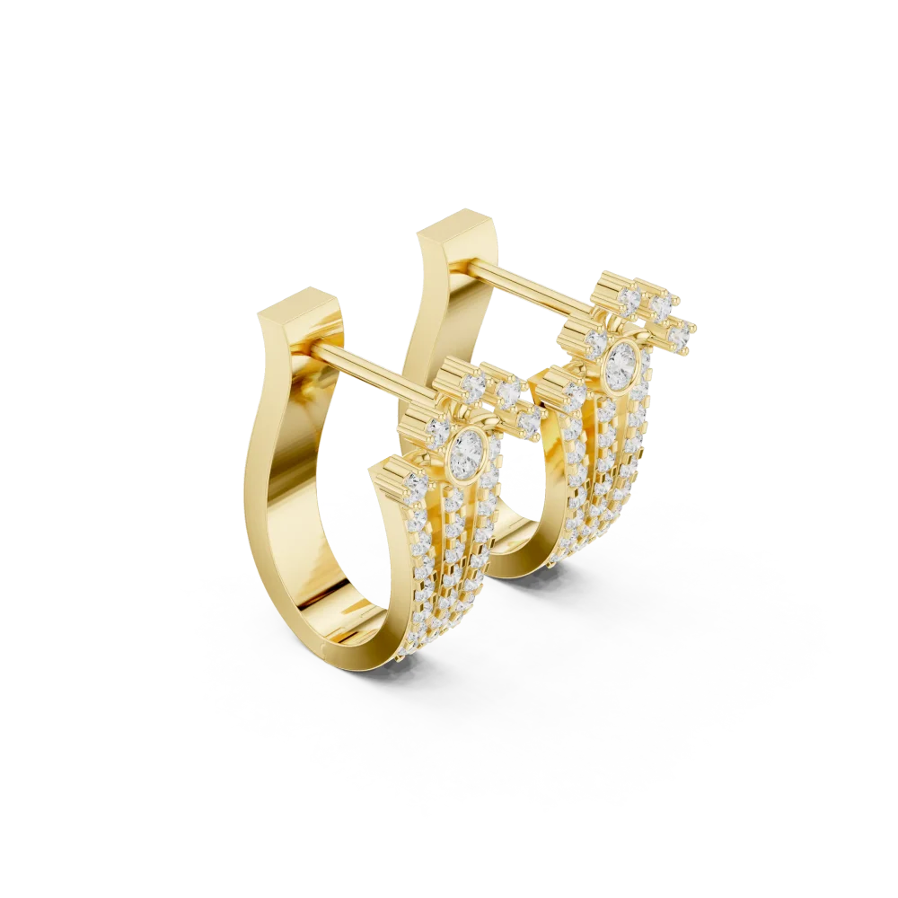 Discover the radiant allure of these architectural hoop earrings, featuring brilliant DIAMEUR lab-grown diamonds. Elevate your style and shop now.