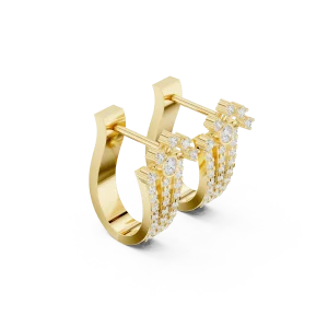 Luminary Round Pavé-Set Architectural Hoop Earrings