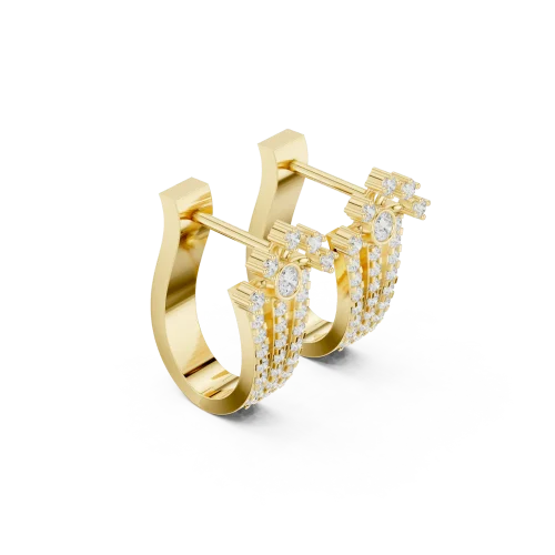 Luminary Round Pavé-Set Architectural Hoop Earrings
