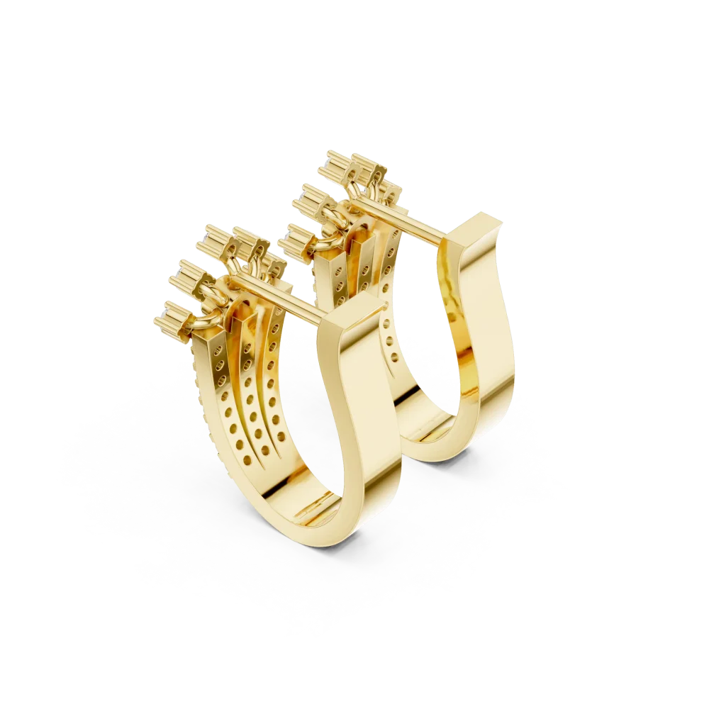 Luminary Round Pavé-Set Architectural Hoop Earrings - Image 3