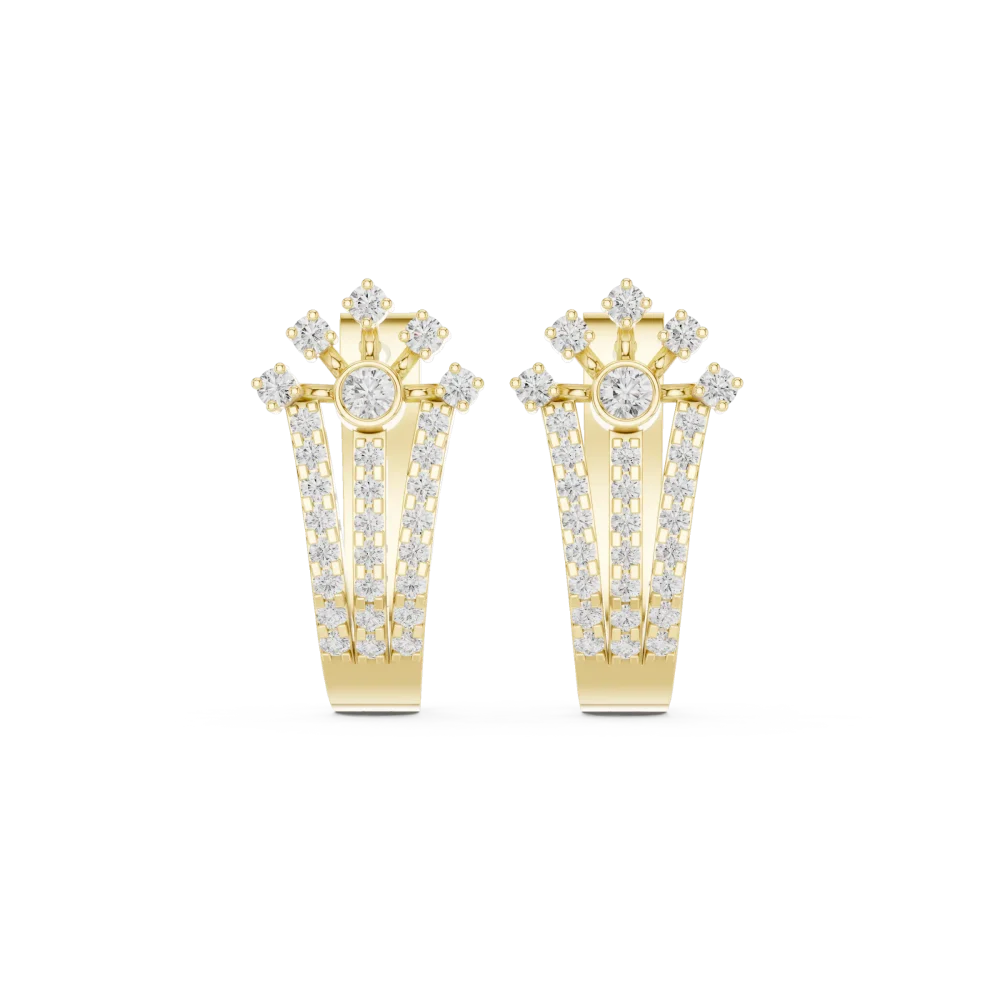 Luminary Round Pavé-Set Architectural Hoop Earrings - Image 2