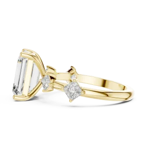 Architectural Emerald Cut Three-Stone Statement Ring - Image 4