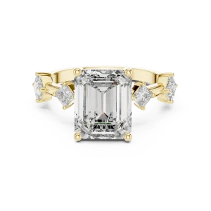 Architectural Emerald Cut Three-Stone Statement Ring - Image 2
