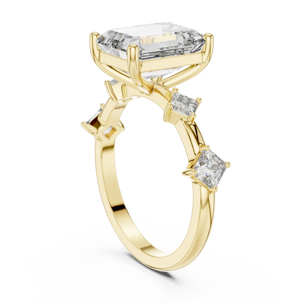 Architectural Emerald Cut Three-Stone Statement Ring - Image 3