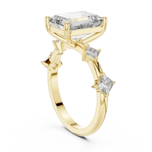 Architectural Emerald Cut Three-Stone Statement Ring - Image 3