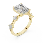 Architectural Emerald Cut Three-Stone Statement Ring