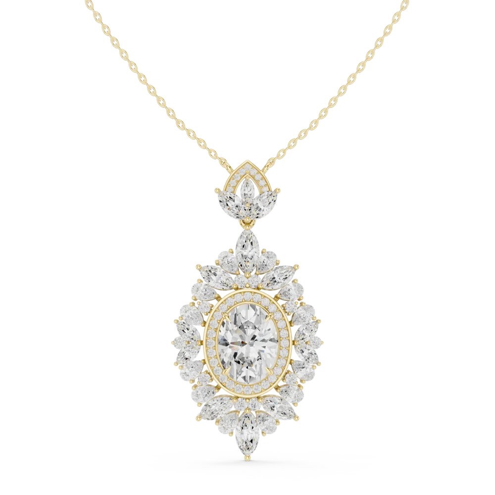 Discover the radiant brilliance of our Oval Solitaire Statement Pendant. Expertly set with DIAMEUR lab-grown diamonds. Shop this modern classic now.