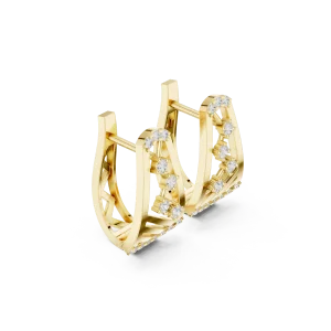 Architectural Silhouette Round Brilliant Pavé-Set Hoop Earrings