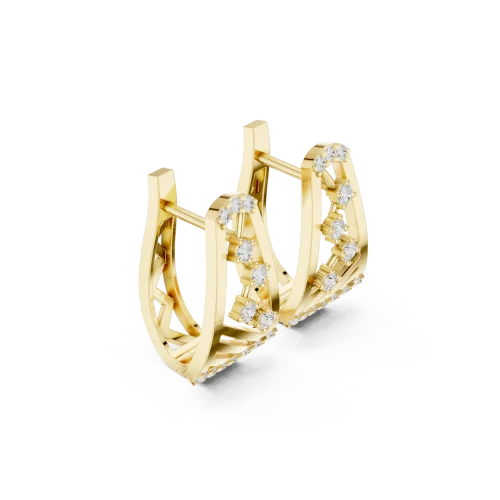 Architectural Silhouette Round Brilliant Pavé-Set Hoop Earrings