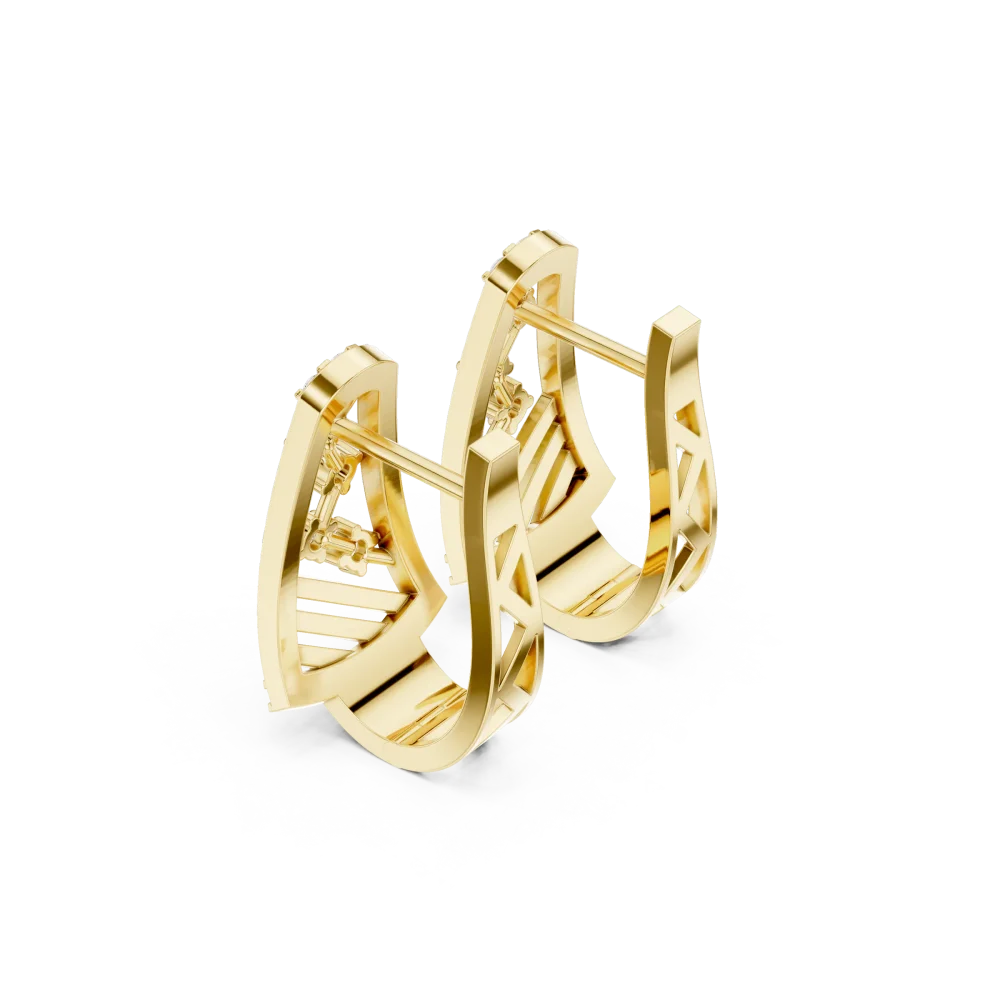 Architectural Silhouette Round Brilliant Pavé-Set Hoop Earrings - Image 3
