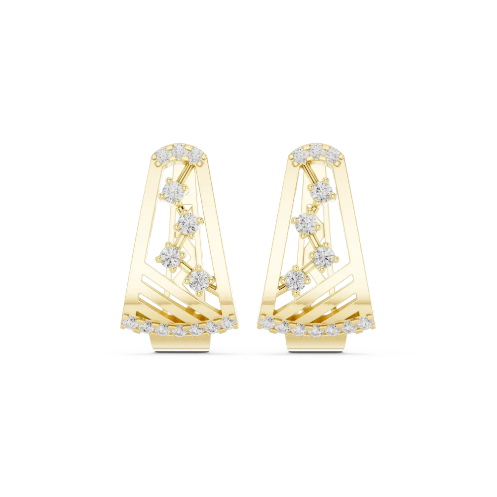 Architectural Silhouette Round Brilliant Pavé-Set Hoop Earrings - Image 2