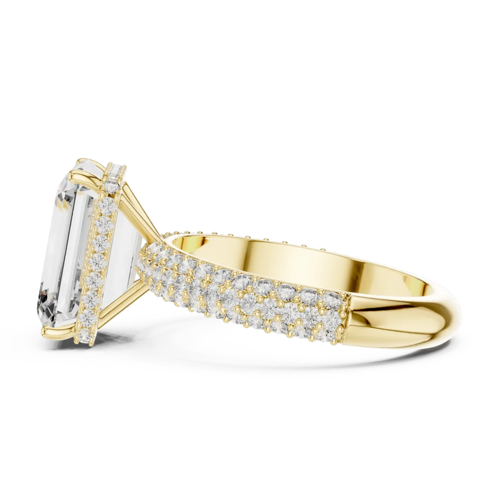 Luminary Emerald Cut Pavé-Set Statement Solitaire Ring - Image 4