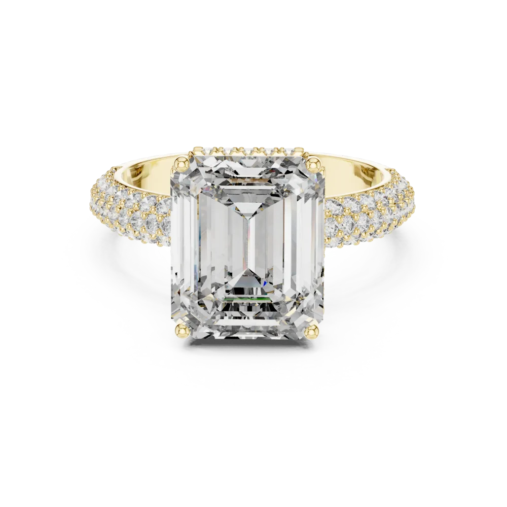 Luminary Emerald Cut Pavé-Set Statement Solitaire Ring - Image 2