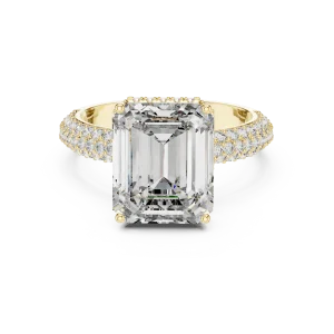 Luminary Emerald Cut Pavé-Set Statement Solitaire Ring - Image 2