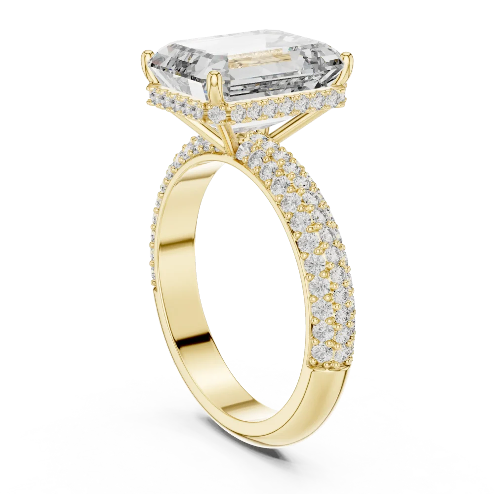 Luminary Emerald Cut Pavé-Set Statement Solitaire Ring - Image 3
