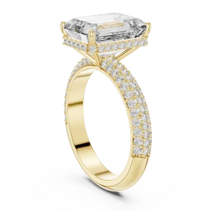 Luminary Emerald Cut Pavé-Set Statement Solitaire Ring - Image 3