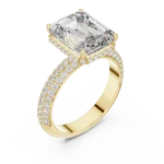 Luminary Emerald Cut Pavé-Set Statement Solitaire Ring