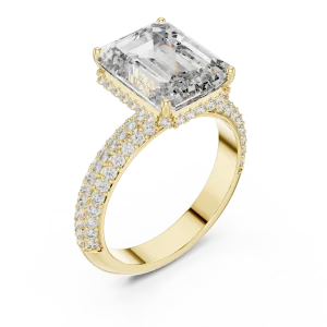Luminary Emerald Cut Pavé-Set Statement Solitaire Ring