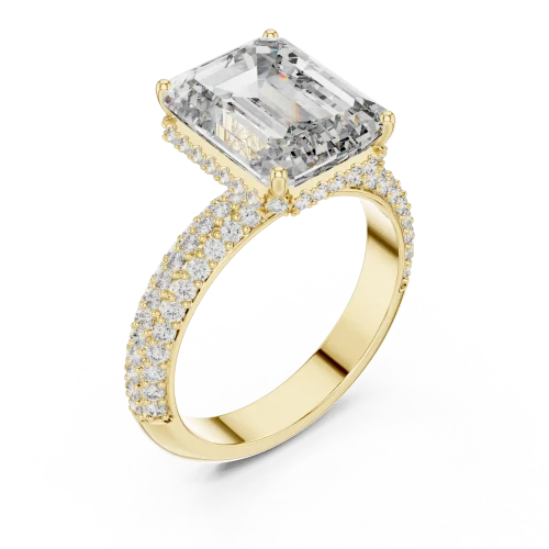 Luminary Emerald Cut Pavé-Set Statement Solitaire Ring