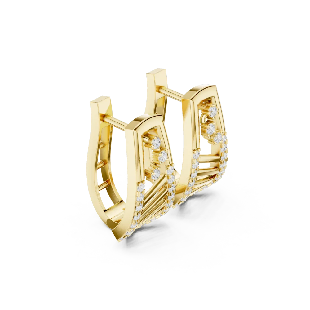 Elevate your look with these architectural pavé-set DIAMEUR lab-grown diamond stud earrings, blending modern geometric style with brilliant radiance.