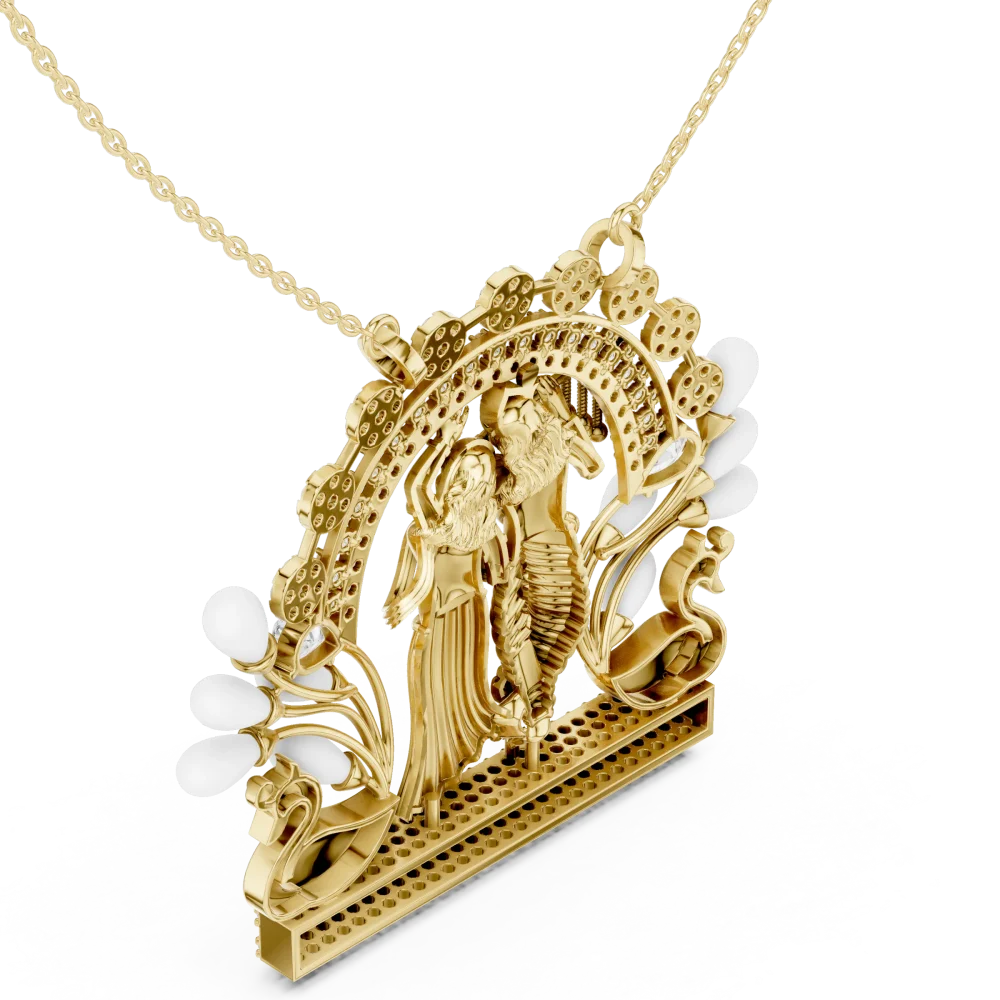 Ethereal Divine Radiance Pear and Round Diamond Motif Pendant - Image 3