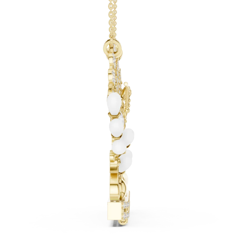 Ethereal Divine Radiance Pear and Round Diamond Motif Pendant - Image 4