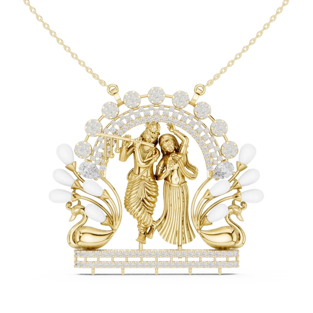 Embrace divine elegance with our diamond-studded motif pendant. Featuring brilliant-cut DIAMEUR diamonds and superior craftsmanship. Shop today.