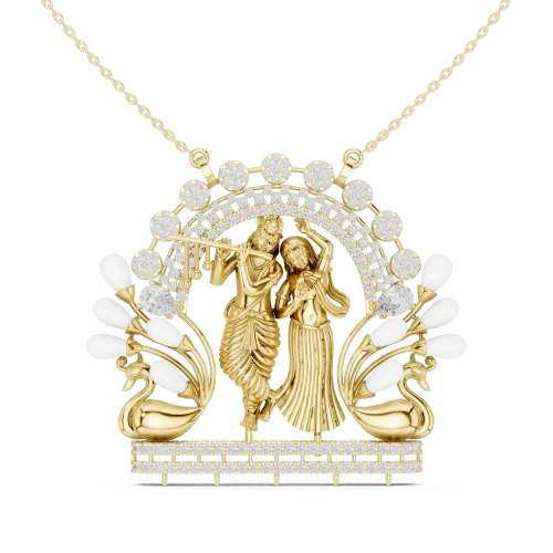 Ethereal Divine Radiance Pear and Round Diamond Motif Pendant