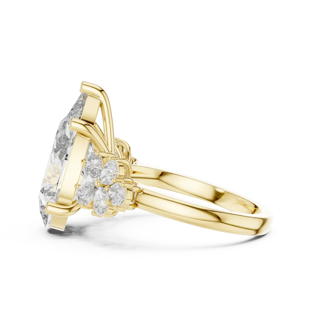 Ethereal Pear Cut Floral Silhouette Solitaire Ring - Image 4
