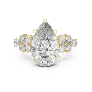 Ethereal Pear Cut Floral Silhouette Solitaire Ring - Image 2