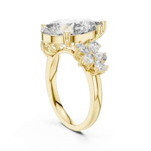 Ethereal Pear Cut Floral Silhouette Solitaire Ring - Image 3