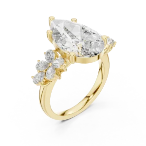 Ethereal Pear Cut Floral Silhouette Solitaire Ring