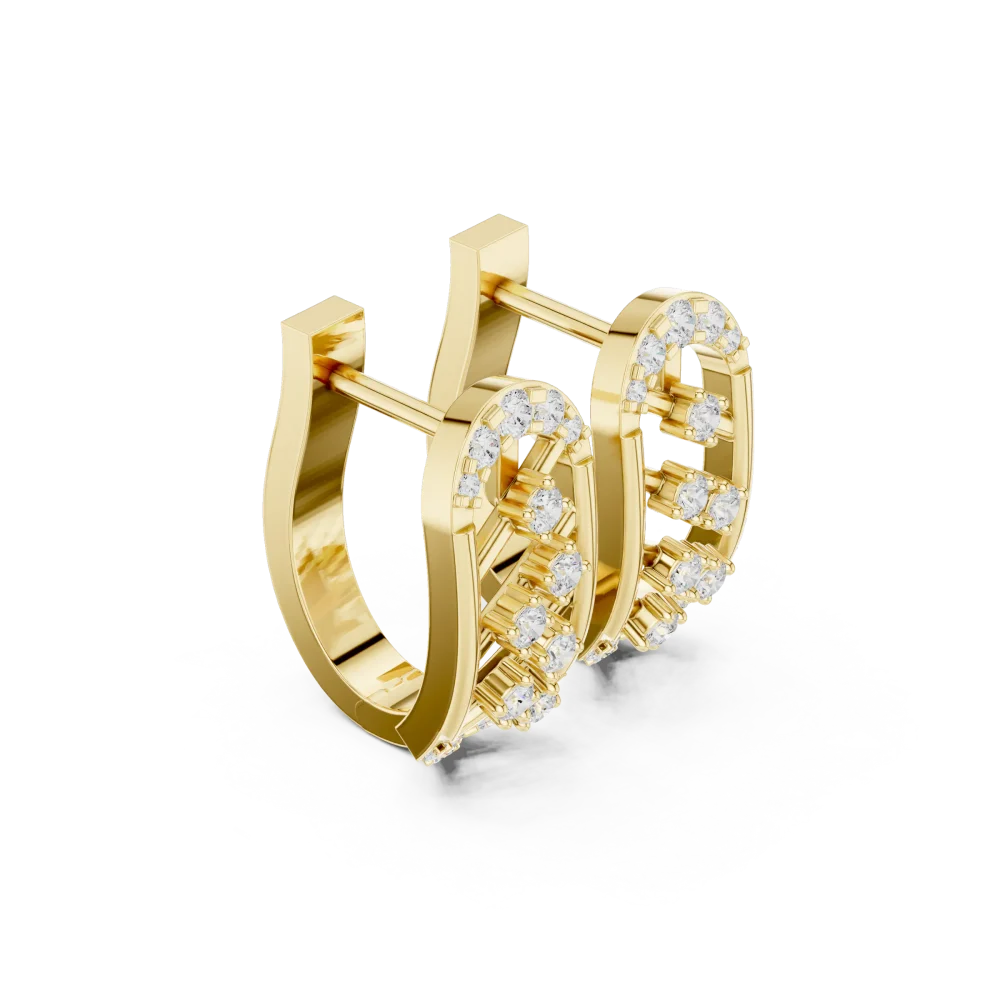 Elevate your style with these architectural round DIAMEUR diamond hoop earrings. Crafted for brilliance and modern elegance, shop this luxury today.