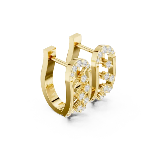 Architectural Round Brilliant Pavé-Set Hoop Earrings