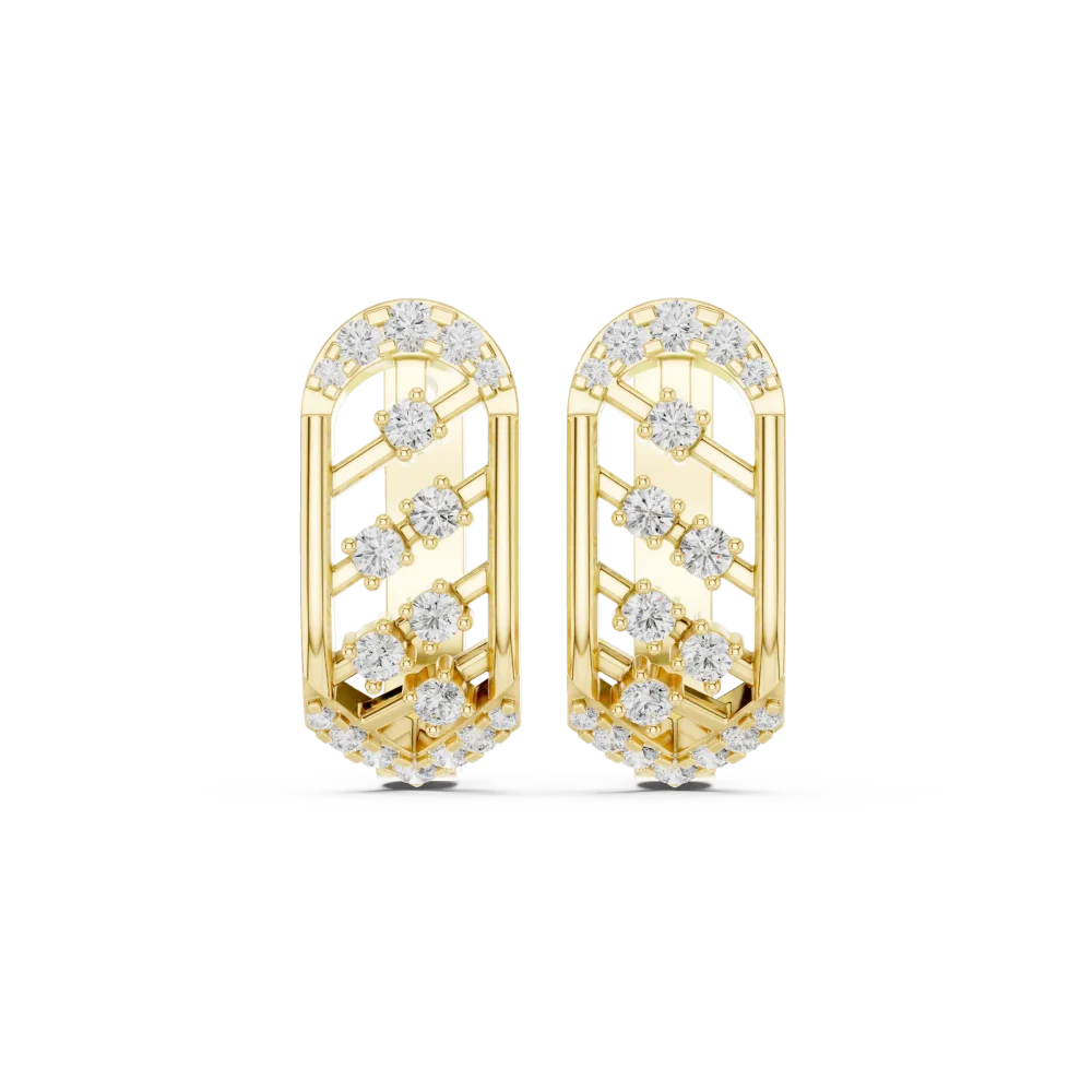 Architectural Round Brilliant Pavé-Set Hoop Earrings - Image 2