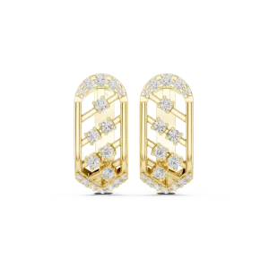 Architectural Round Brilliant Pavé-Set Hoop Earrings - Image 2
